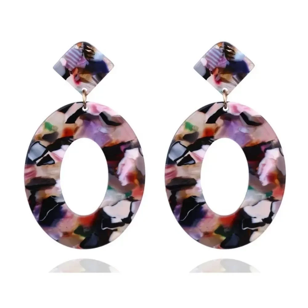 Confetti Patterned Acrylic Oval Drop Earrings 🎊 - Picture 5 of 5
